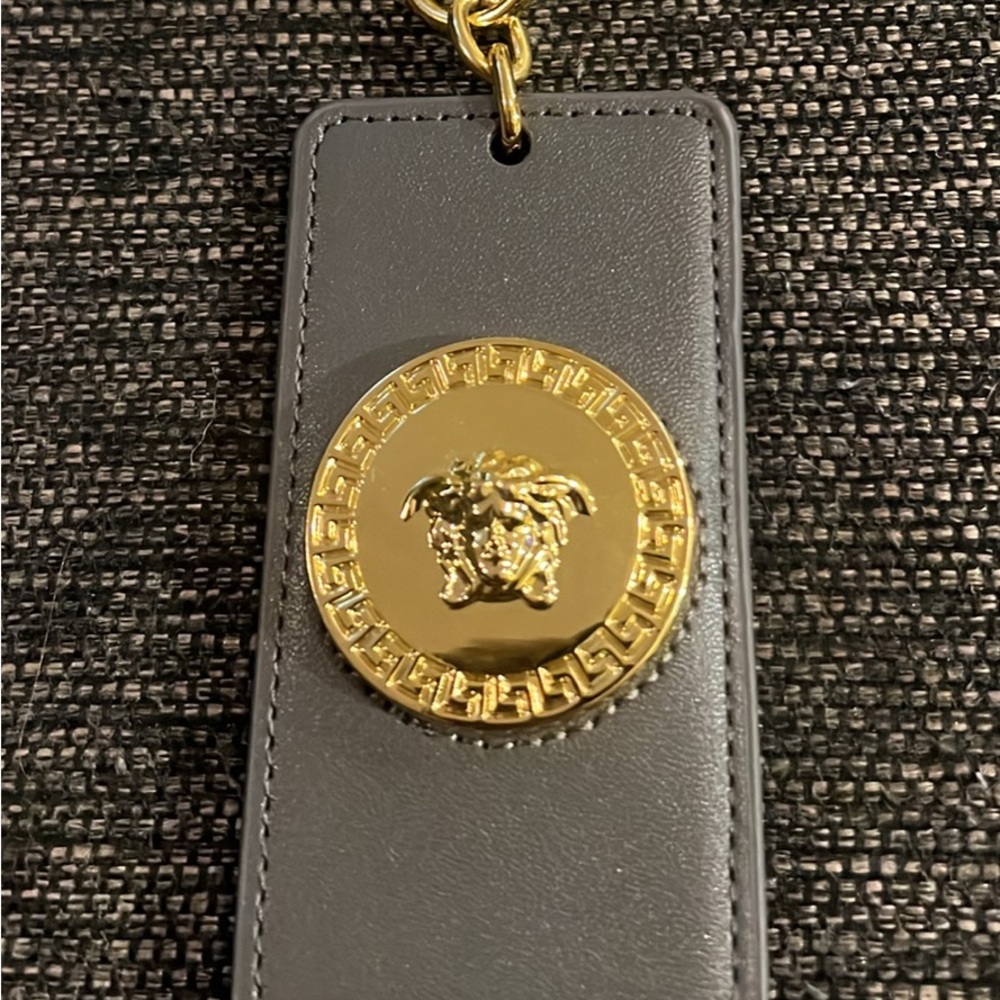NEW VERSACE Gold and Gray Keychain with Medusa Emblem